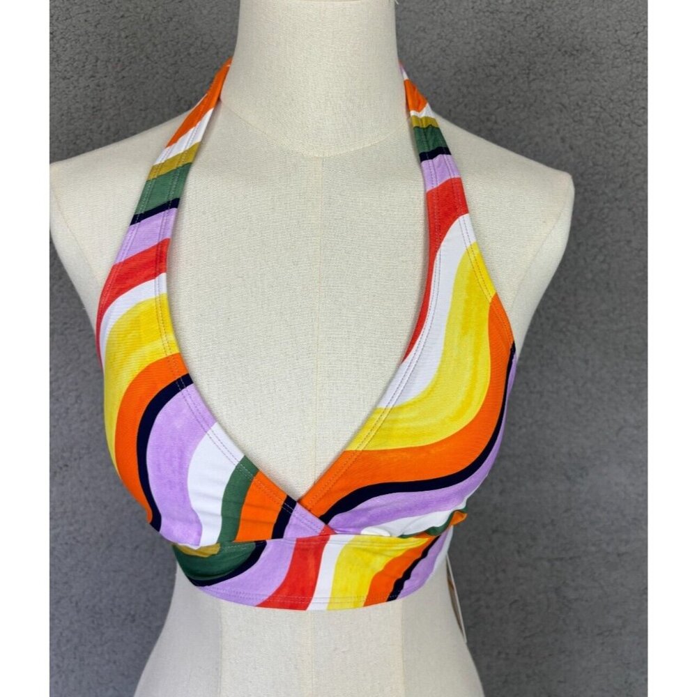 Anne Cole Women's Marilyn Banded Halter Top Multicolor Small New With Tag's